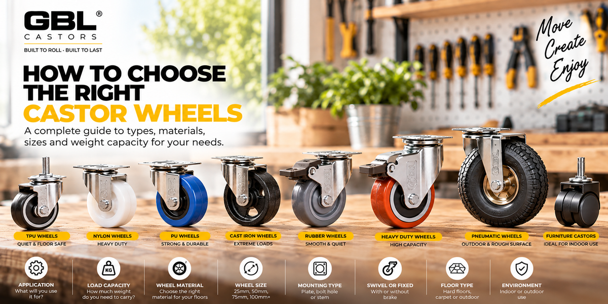 Guide to choosing castor wheels: types, materials, sizes and load capacity