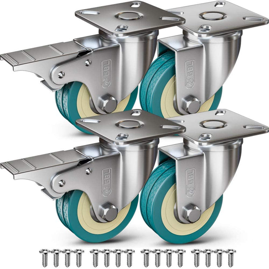 50mm Grey Castor Wheels with Brakes