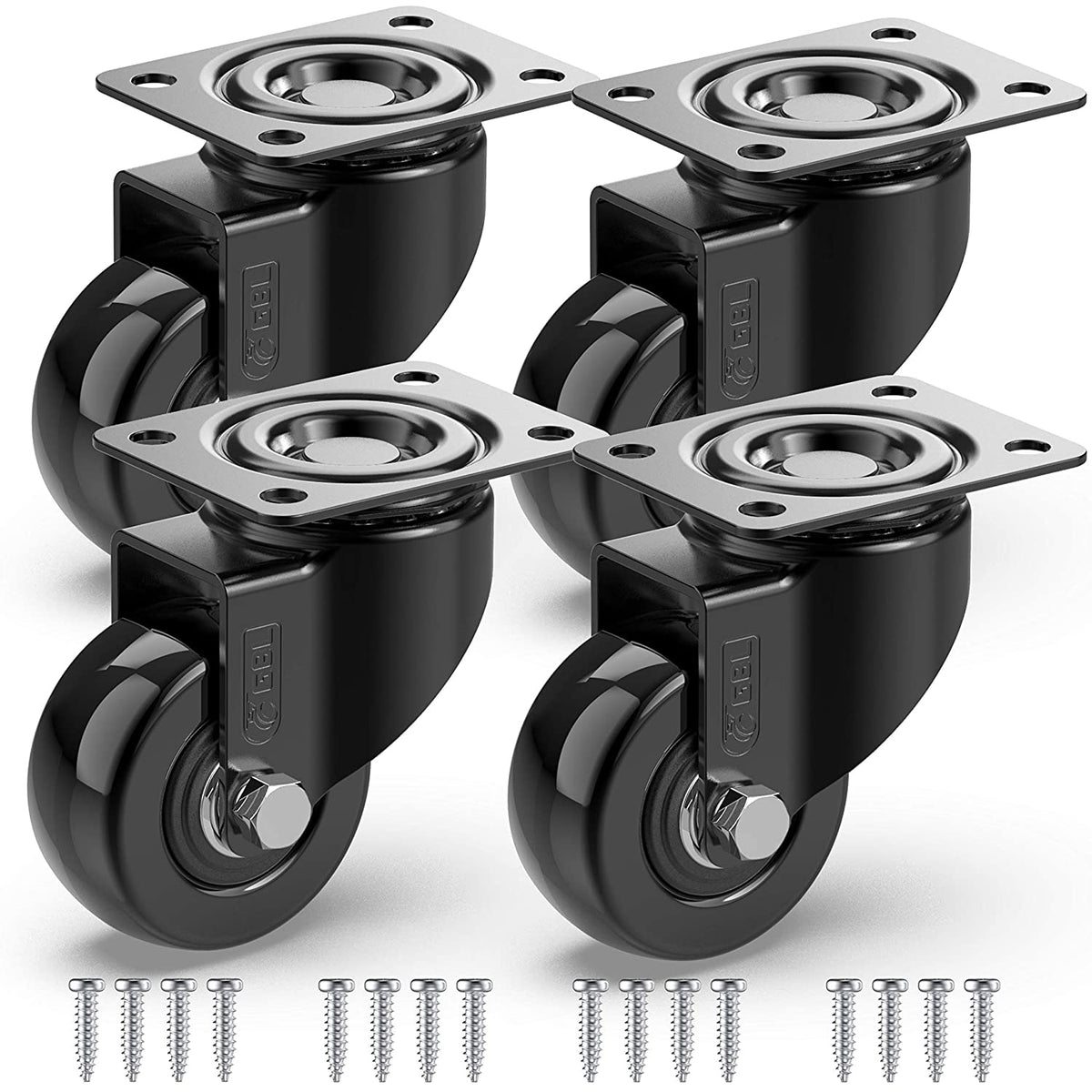50mm black castor wheels, 4 without brakes