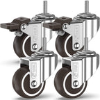 GBL | 50mm Stem Threaded Castor Wheels with brakes M10x15mm | 200KG | 4 Heavy Duty Furniture Wheels | Trolley Casters