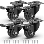 GBL | 50mm Caster Wheels with brakes + Screws | 200KG | 4 Heavy Duty Furniture Wheels | Trolley Castor Wheels