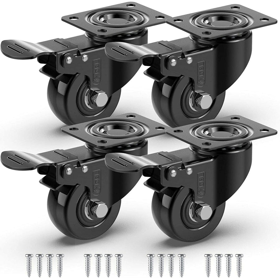 50mm Black Castor Wheels with Brake Options