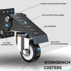 GBL | Heavy Duty Retractable Workbench Castor Wheels | Pack of 4 Caster Wheels | 225KG Locking Wheels for Portable Furniture