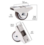 GBL | 25mm Fixed Castor Wheels + Screws | 40KG | 4 Low Profile Furniture Wheels | Trolley Casters