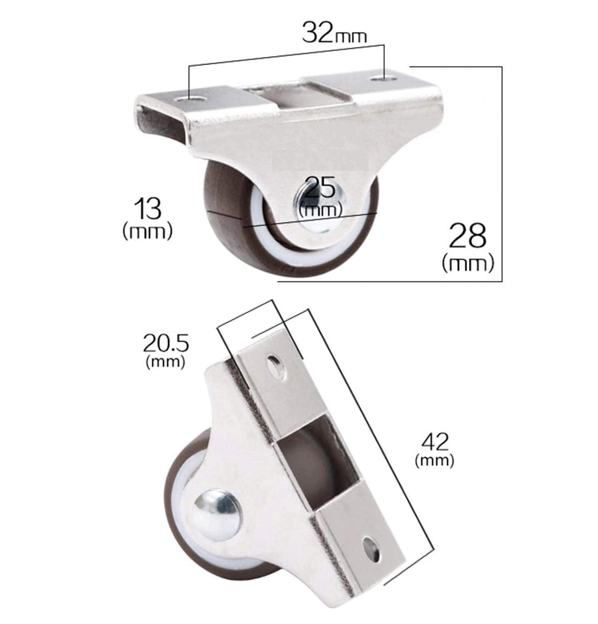 GBL | 25mm Fixed Castor Wheels + Screws | 40KG | 4 Low Profile Furniture Wheels | Trolley Casters