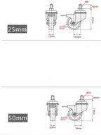 GBL | 50mm Stem Threaded Castor Wheels with brakes M10x15mm | 200KG | 4 Heavy Duty Furniture Wheels | Trolley Casters