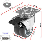 GBL | 50mm Casters with brakes + Screws | 400KG | 4 Heavy Duty Furniture Wheels | Trolley Castor Wheels