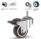 GBL | 50mm Stem Threaded Castor Wheels with brakes M10x15mm | 200KG | 4 Heavy Duty Furniture Wheels | Trolley Casters