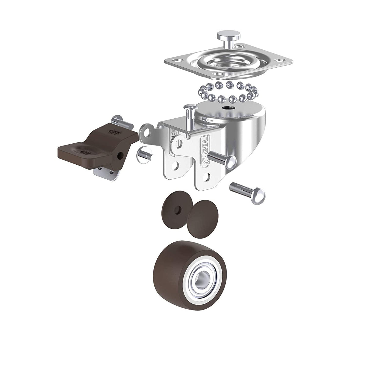 GBL | 50mm Castor Wheels with brakes + Screws | 200KG | 4 Heavy Duty Furniture Wheels | Trolley Casters
