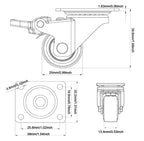 GBL | 25mm Castor Wheels with brakes + Screws | 40KG | 4 Low Profile Furniture Wheels | Casters for moving furniture