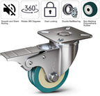 GBL | 50mm Castor Wheels with brakes + Screws | 200KG | 4 Heavy Duty Furniture Wheels | Trolley Caster Wheels