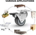 GBL | 50mm Casters with brakes + Screws | 400KG | 4 Heavy Duty Furniture Wheels | Trolley Castor Wheels