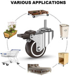 GBL | 50mm Stem Threaded Castor Wheels with brakes M10x15mm | 200KG | 4 Heavy Duty Furniture Wheels | Trolley Casters