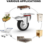 GBL | Castor Wheels 75mm + Screws | 200KG | 4 Heavy Duty Furniture Wheels | Trolley Wheels