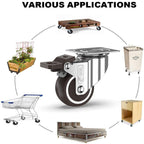 GBL | 50mm Castor Wheels with brakes + Screws | 200KG | 4 Heavy Duty Furniture Wheels | Trolley Casters