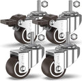 GBL 25mm threaded stem castor wheels with brakes, M8 x 20mm, set of 4