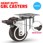 GBL | 50mm Castor Wheels with brakes + Screws | 200KG | 4 Heavy Duty Furniture Wheels | Trolley Casters