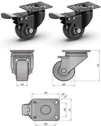 GBL | 50mm Caster Wheels with brakes + Screws | 200KG | 4 Heavy Duty Furniture Wheels | Trolley Castor Wheels