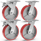GBL 150mm heavy duty castor wheels with brakes, set of 4