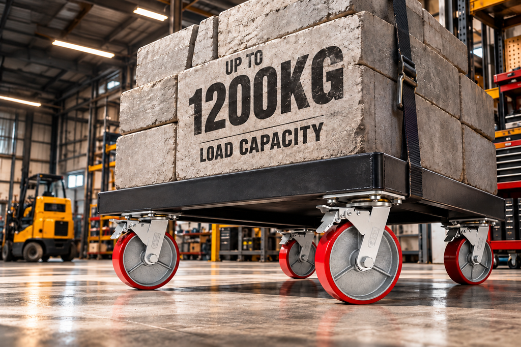 150mm Heavy-Duty Castor Wheels, 2 with Brakes – Set of 4