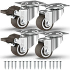 GBL | 25mm Castor Wheels with brakes + Screws | 40KG | 4 Low Profile Furniture Wheels | Casters for moving furniture