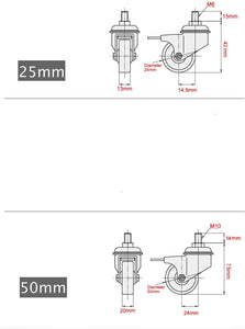 Stem Threaded castors