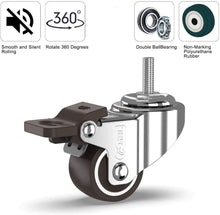 Load image into Gallery viewer, Small 25mm Stem Threaded M8 Castor Wheels + 4 Nuts  40KG
